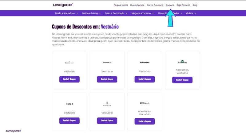 Lojas de moda parceiras da Levagora