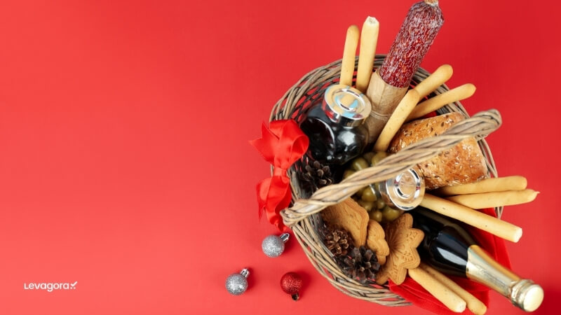 Cesta de Natal gourmet vinhos, queijos e produtos finos