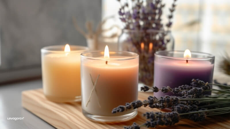 Chocolates e velas aromáticas